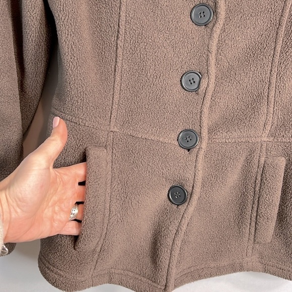 Sahalie Polartec Fleece Button Pea Coat size S - Picture 2 of 8